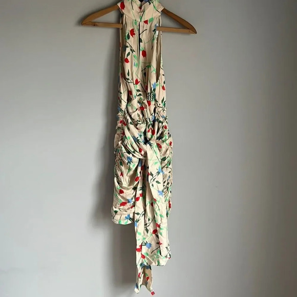 C/MEO COLLECTIVE Sectional Sleeveless Halter Shirred Mini Dress - Picture 2 of 13